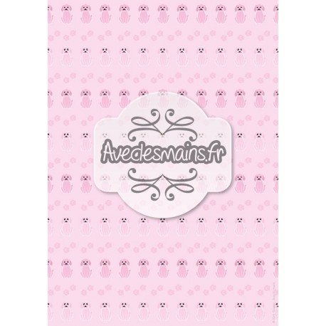 Petits chiens assis roses sur fond rose - stamp
