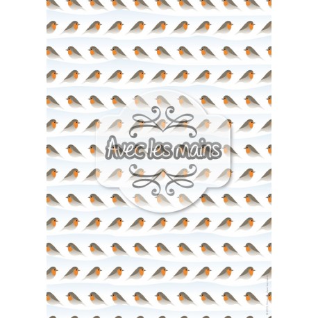 Rouges-gorges et neige - stamp