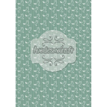 Colombes blanches fond bleu-vert - stamp