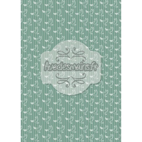 Colombes blanches fond bleu-vert - stamp