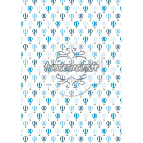 Montgolfières bleues sur fond blanc - stamp