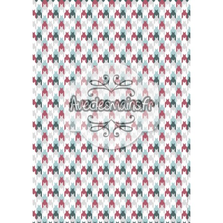 pieds de poule rose et bleu foncé - stamp