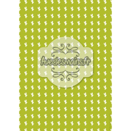 Petits cactus Blancs sur fond vert - stamp