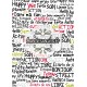 Mots joyeux noirs et couleur et diagoanles rouges - minipack - stamp