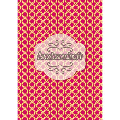 Fleurissement géométrique jaune sur fushia - stamp