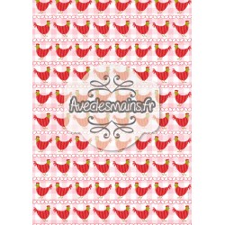 Poules rouges sur fond vichy