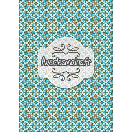 Croix en carreaux bleu et marron - stamp