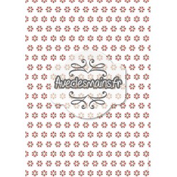 Fleurs rouge et turquoise + papier uni turquoise - minipack