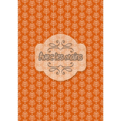 feuilles en épis - fond orange - stamp