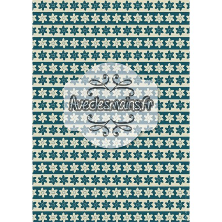 Bande de fleurs bleues et beiges - stamp