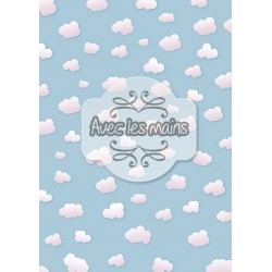 petits nuages roses sur fond bleu