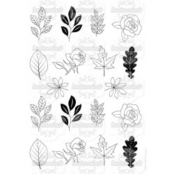 Feuilles et fleurs à découper - noir - stamp