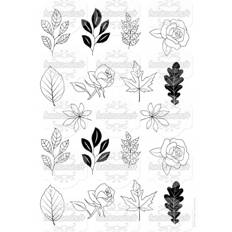 Feuilles et fleurs à découper - noir - stamp