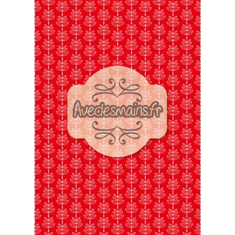 Feuilles en épis - fond rouge - stamp