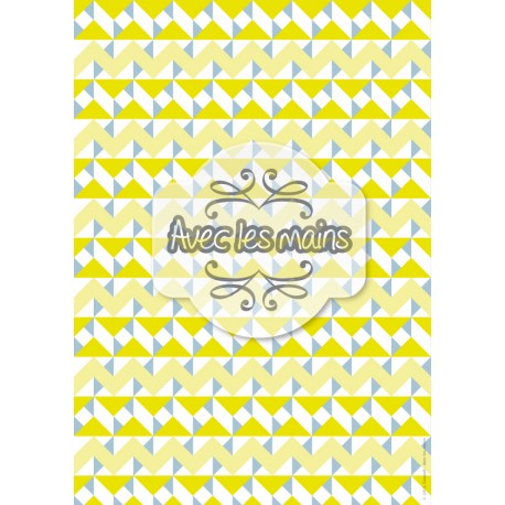 Triangles et zig-zag bleus, jaunes et blancs - stamp