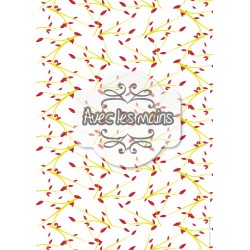 Branches feuillues jaune rouge - stamp