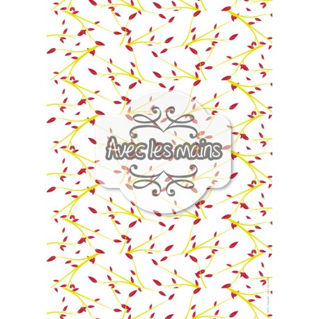 Branches feuillues jaune rouge - stamp