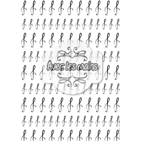 Alignement de clefs de sol noires sur fond blanc - stamp