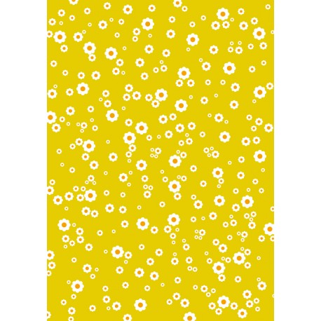 Petites fleurs blanches sur fond jaune