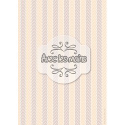 Chevrons Blancs sur fond saumon et marron pale