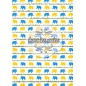 Éléphants jaunes et bleus