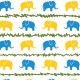 Éléphants jaunes et bleus - zoom