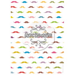 Moustaches multicolores sur fond blanc