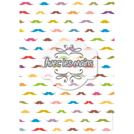 Moustaches multicolores sur fond blanc - stamp