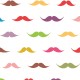 Moustaches multicolores sur fond blanc - zoom